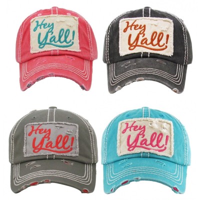 "HEY Y'ALL"  Embroidered  Vintage Style Ball Cap with Washedlook  eb-91788876